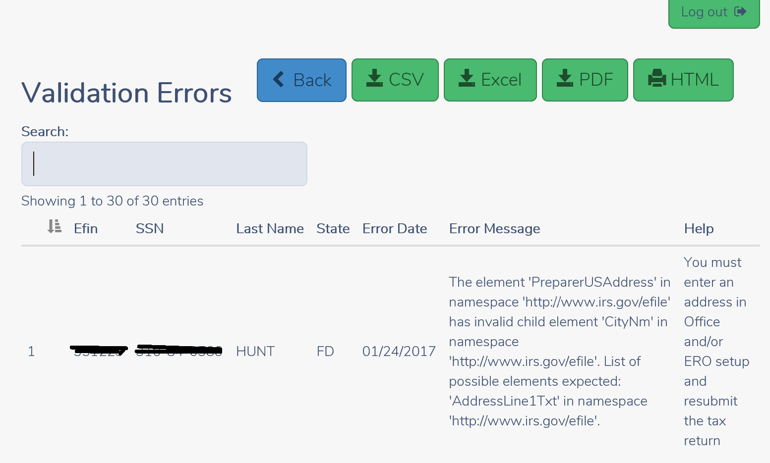 0124 validation screen
